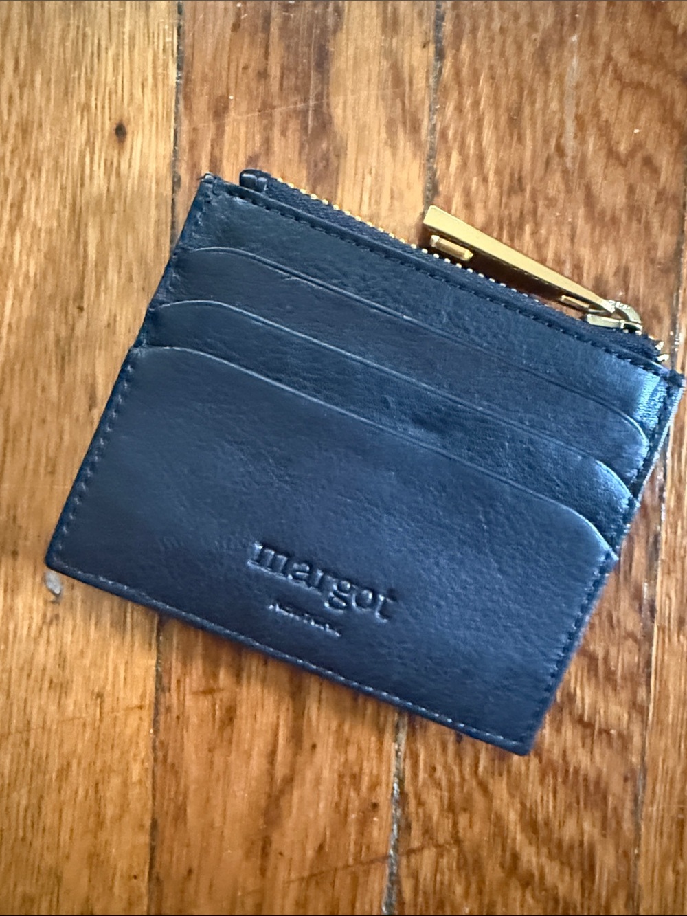 Margot New York black leather and gold, mini wallet card case NWOT - Picture 3 of 8